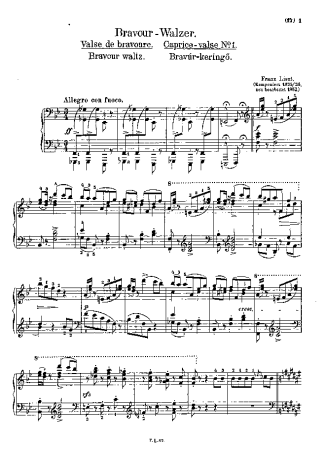 Franz Liszt Caprices Valse 1 S.214 score for Piano