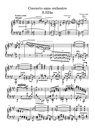 Franz Liszt Concerto Sans Orchestre S.524a score for Piano
