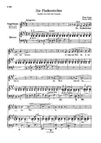 Franz Liszt Die Fischerstochter score for Piano