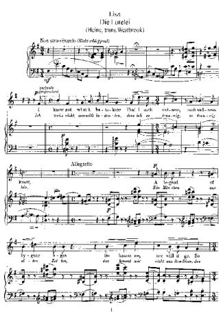 Franz Liszt Die Loreley S.273 score for Piano