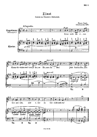 Franz Liszt Einst S.332 score for Piano