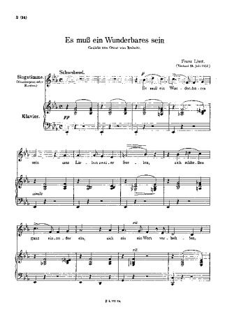 Franz Liszt Es Muss Ein Wunderbares Sein S.314 score for Piano
