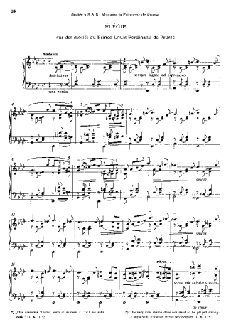 Franz Liszt Élégie Sur Des Motifs Du Prince Louis Ferdinand De Prusse S.168 score for Piano