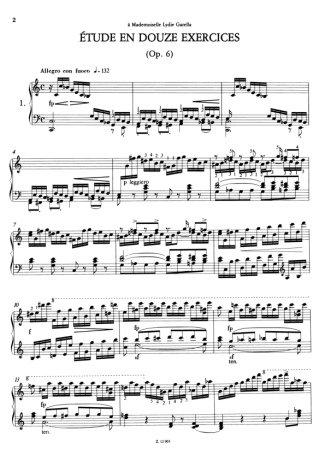 Franz Liszt Étude En Douze Exercices S.136 Nº01 score for Piano