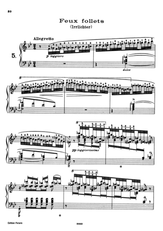 Franz Liszt Études D´exécution Transcendante S.139 (Etude 5 Feux Follets) score for Piano