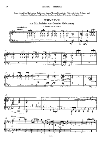 Franz Liszt Festmarsch Zur Säcularfeier Von Goethes Geburtstag S.227 score for Piano