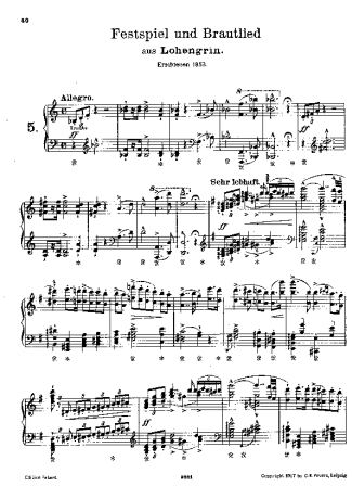 Franz Liszt Festspiel Und Brautlied score for Piano