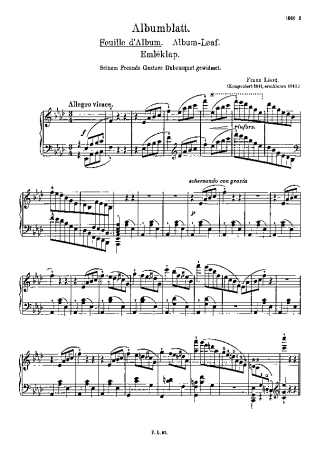 Franz Liszt Feuilles D´album S.165 score for Piano