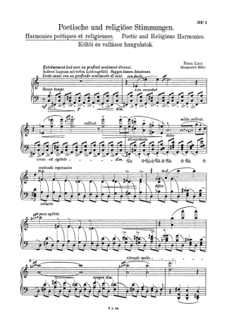 Franz Liszt Harmonies Poétiques Et Religieuses I S.154 score for Piano