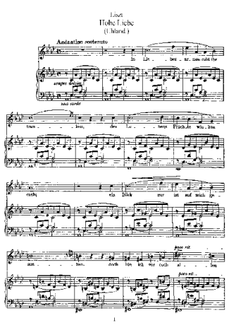 Franz Liszt Hohe Liebe S.307 score for Piano