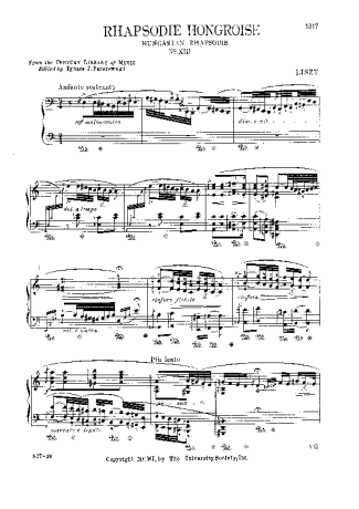 Franz Liszt Hungarian Rhapsody No.13 S.244 13 score for Piano