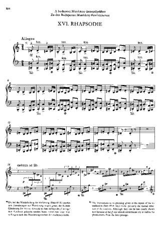 Franz Liszt Hungarian Rhapsody No.16 S.244 16 score for Piano