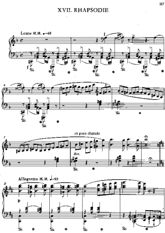Franz Liszt Hungarian Rhapsody No.17 S.244 17 score for Piano