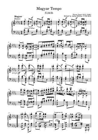 Franz Liszt Magyar Tempo S.241b score for Piano