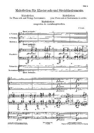 Franz Liszt Malédiction S.121 score for Piano