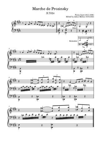 Franz Liszt Marche De Prozinsky S.701v score for Piano