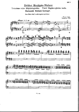 Franz Liszt Mephisto Waltz No.3 S.216 score for Piano