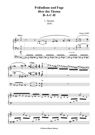 Franz Liszt Präludium Und Fuge Über Den Namen BACH S.260 score for Piano