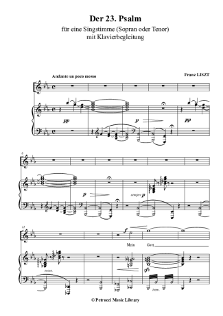 Franz Liszt Psalm 23 S.15 score for Piano