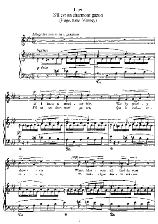 Franz Liszt S Il Est Un Charmant Gazon S.284 score for Piano