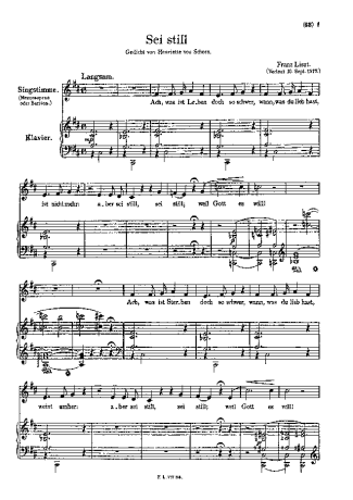 Franz Liszt Sei Still S.330 score for Piano