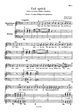 Franz Liszt Und Sprich S.329 score for Piano