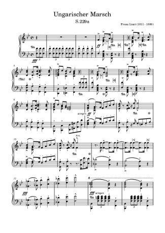 Franz Liszt Ungarischer Marsch S.229a score for Piano