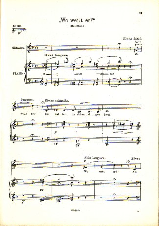 Franz Liszt Wo Weilt Er S.295 score for Piano