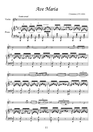 Franz Schubert Ave Maria score for Piano