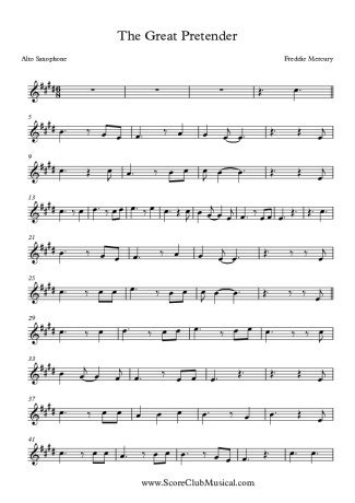 Freddie Mercury The Great Pretender score for Alto Saxophone