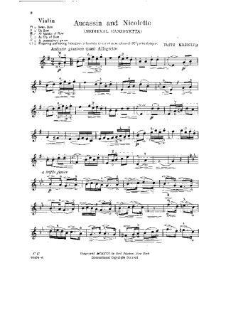 Fritz Kreisler Aucassin and Nicolette score for Violin
