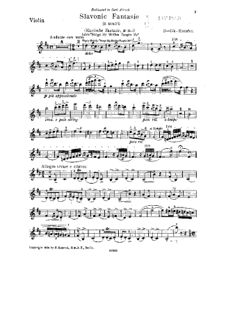 Fritz Kreisler Slavonic Fantasie score for Violin