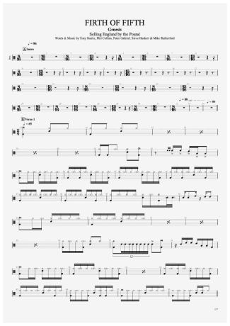 Genesis Firth Of The Fifth score for Drums