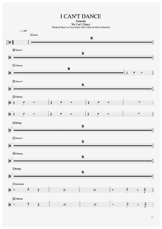 Genesis I Can´t Dance score for Drums