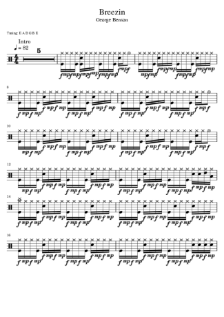 George Benson Breezin score for Drums