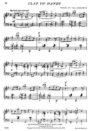George Gershwin Clap Your Hands score for Piano