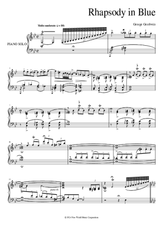 George Gershwin Rhapsody In Blue score for Piano