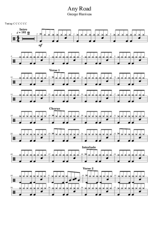 George Harrison Any Road score for Drums