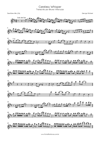 George Michael  score for Alto Saxophone