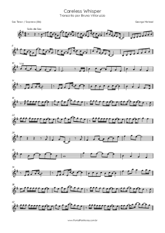 George Michael Careless Whisper score for Tenor Saxophone Soprano (Bb)