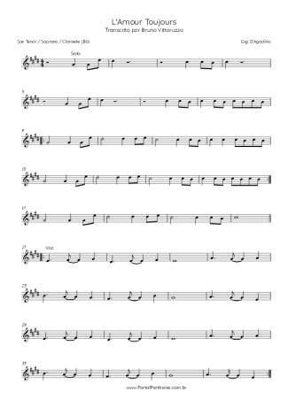 Gigi D´Agostino  score for Tenor Saxophone Soprano (Bb)
