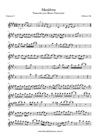 Gilberto Gil Metáfora score for Clarinet (C)