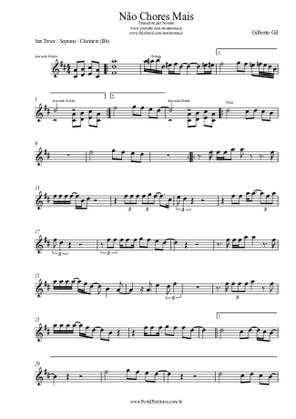 Gilberto Gil Não Chores Mais score for Clarinet (Bb)