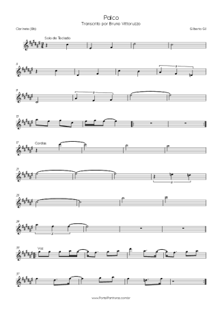 Gilberto Gil Palco score for Clarinet (Bb)
