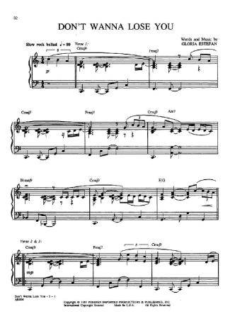Gloria Estefan  score for Piano