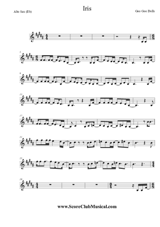 Goo Goo Dolls Iris score for Alto Saxophone