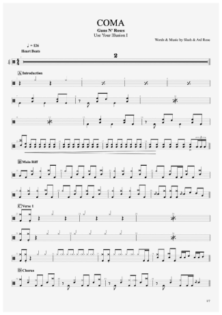 Guns N Roses Coma score for Drums
