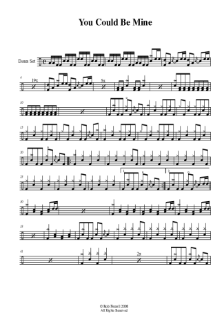 Guns N Roses You Could Be Mine score for Drums