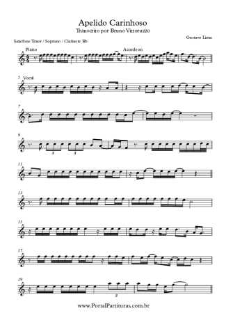 Gusttavo Lima  score for Tenor Saxophone Soprano (Bb)