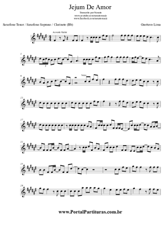 Gusttavo Lima  score for Tenor Saxophone Soprano (Bb)